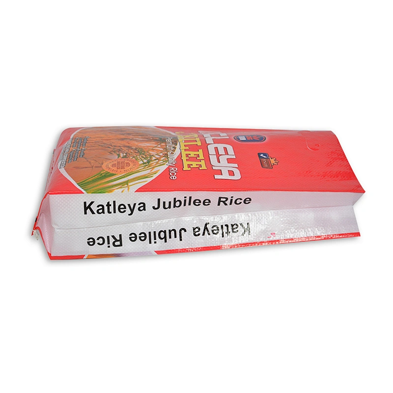 New material white plasti foil laminated gold color printing pp woven basmati rice packaging bag 25kg