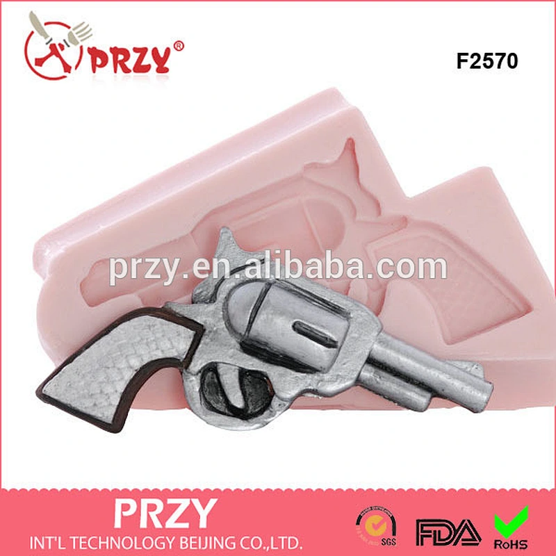 F2570 Crossed Pistols Silicone Molds /3D Pistol molds / fondant western pistol molds