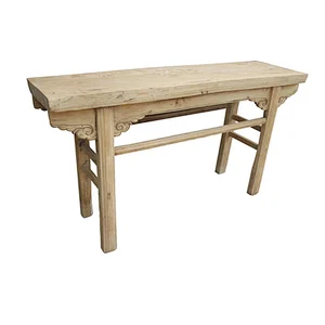 chinese reclaimed natural wood console table in living room