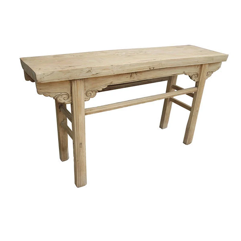 chinese reclaimed natural wood console table in living room