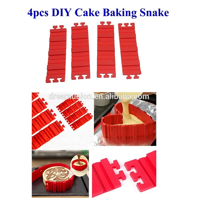 4Pcs Set Silicone Nonstick Cake Mold Magic Bake Snakes Create Cake Shape Tools--