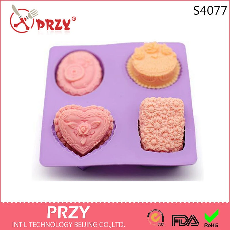 S4077 PRZY Homemade soaps silicone mold 4 even happy birthday rich pig rich combination of Daisy of love