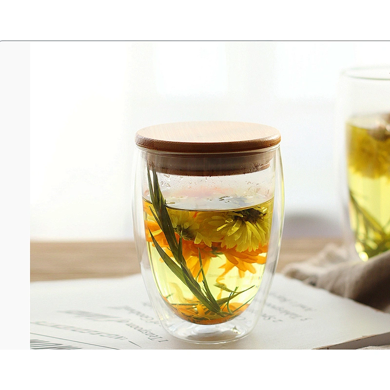 Hot Selling Products Water Cup Double Wall Crystal Handmade Borosilicate Glass Tea Coffee Cup with Cover