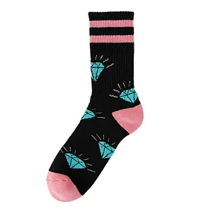 Custom Men's Design Athletic Fashion Design Athletic  Cartoon Jacquard Cotton Sport Skat Socks Custom Wholesale