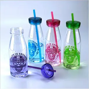 Milk Bottle Style Custom Tumblers with Straw