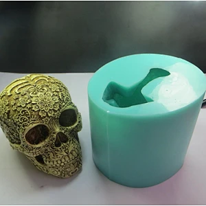 QT0006 Silicone Mold eyebrows with flowers skull Silicone Soap Mold 3d Handmade Candle Mold Food Grade Silicone mould