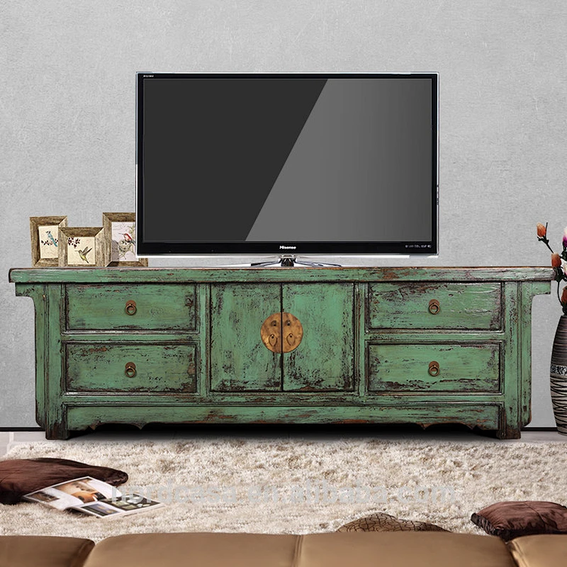 four drawer two door chinese antique style tv console