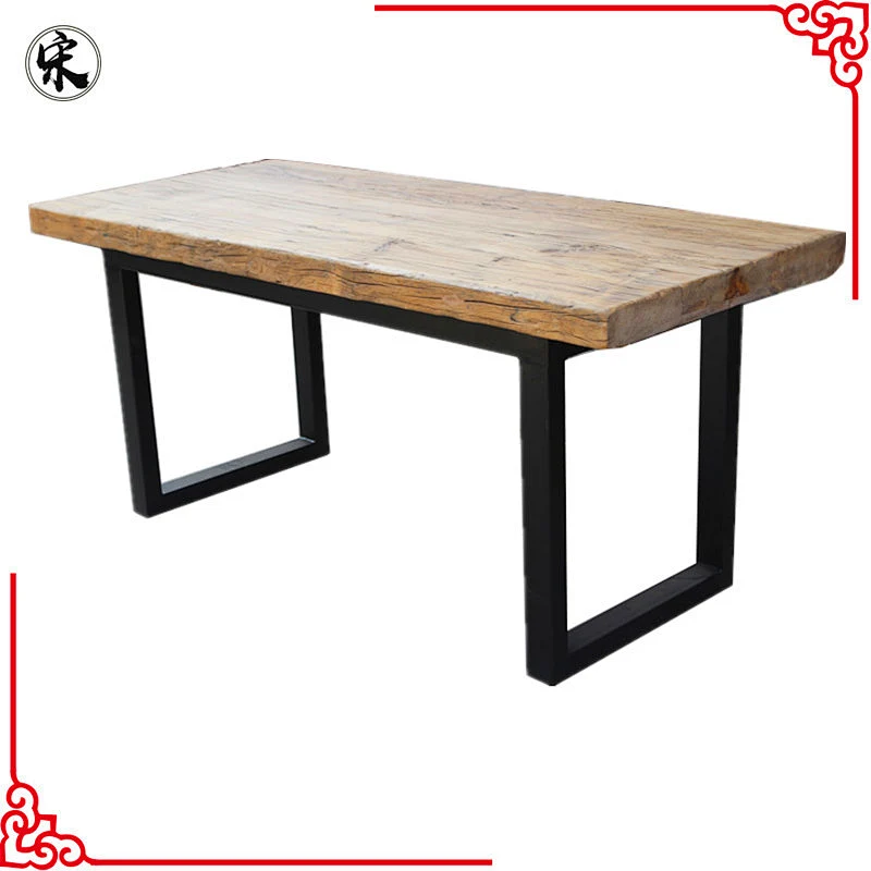 beijing factory price natural wood color industrial slab kitchen table