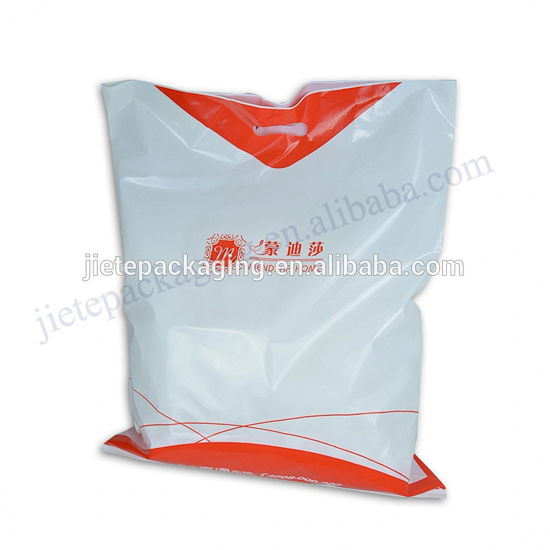 Customized plastic shopping bag with D handle for clothes,shoes,food,gift