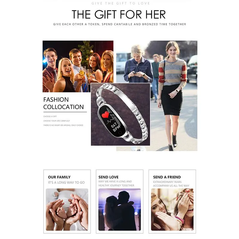 F18 women bracelet  bluetooth app download cicret fitness blood pressure ce rohs health watch smartbracelet