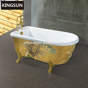 Home Used Contemporary Luxury Clawfoot Golden Bathtub With Four Legs
