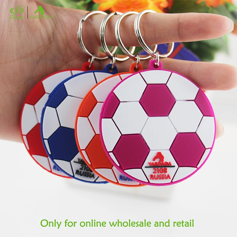 2018 round football pattern, new soft PVC key ring high quality football fans products in stock.