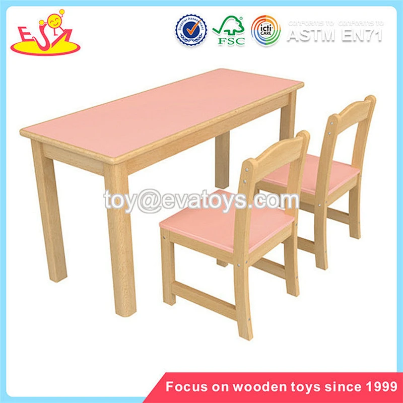 Wholesale simple style wooden table and 6 chairs for kids study and eating W08G230