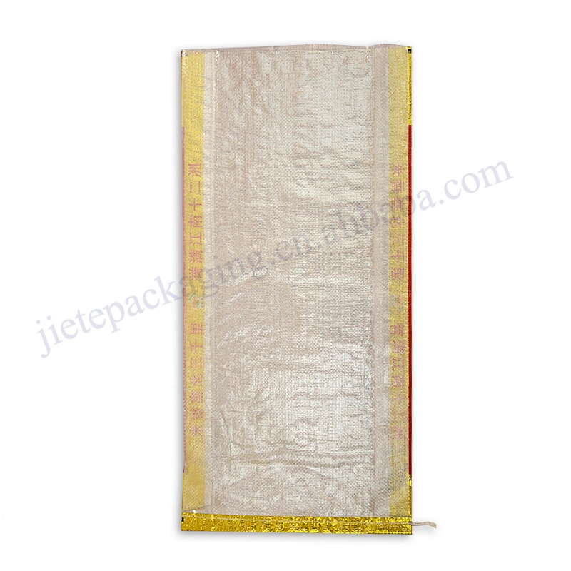 Foil film laminated pp woven Rice bag 25kg with gold printing for flour, sugar,grain,corn