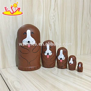 2018 Wholesale cheap child nesting dolls wooden custom russian dolls with high quality W06D107