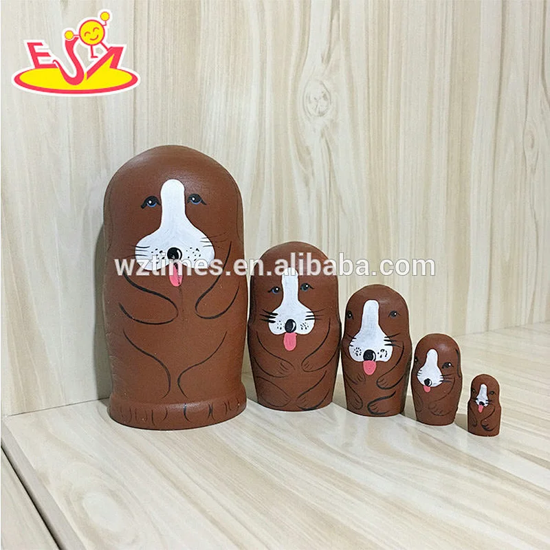 2018 Wholesale cheap child nesting dolls wooden custom russian dolls with high quality W06D107