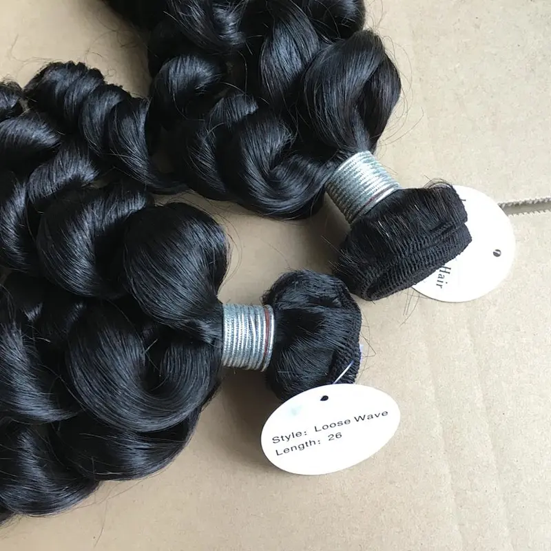 New arrival 12 inch to 26 inch loose wave virgin indian hair wholesale raw indian temple hair