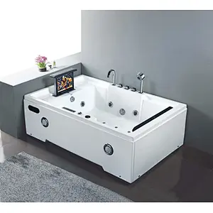 Foshan factory two people hot tub jet whirlpool massage bathtub with tv