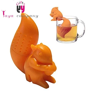 3D custom cartoon design squirrel shaped tea infuser silicone