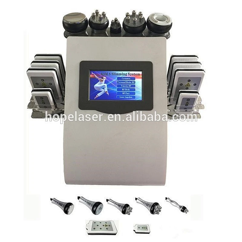 High quality  8 Pads Diode Lipo Laser LLLT Ultrasonic 40K Cavitation Slimming Vacuum RF Cellulite Weight Loss Machine