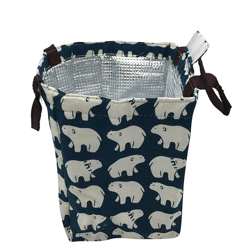 Reusable soft cotton canvas tote lunch bag insulated  bento cooler bag wholesale