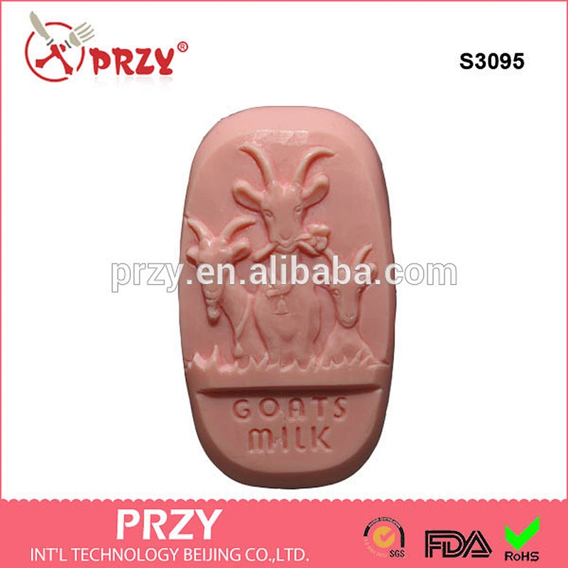 S3095 goat eco-friendly material handmade durable Silicone soap molds,goat silicone soap mold