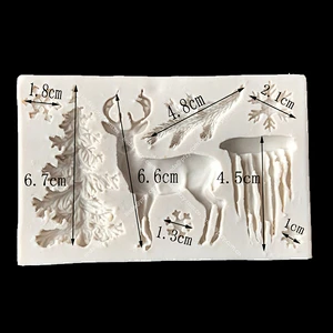 Christmas tree elk Fondant molds snowflake icicle silicone fondant cake decoration mold Clay Molds