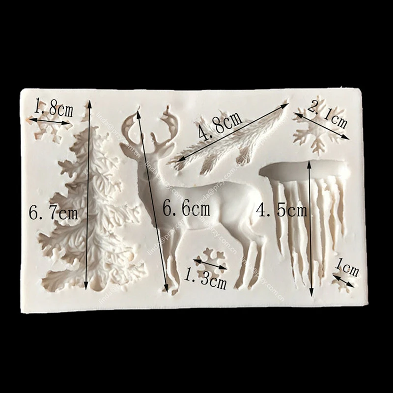 Christmas tree elk Fondant molds snowflake icicle silicone fondant cake decoration mold Clay Molds