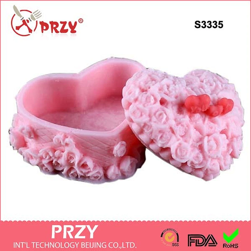S3335 Chinese manufacture heart docorative case silicone handmade soap mould for sell