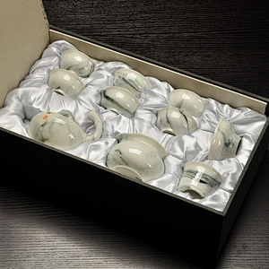 Crystal chinese paintings pattern porcelain cup sets for business box