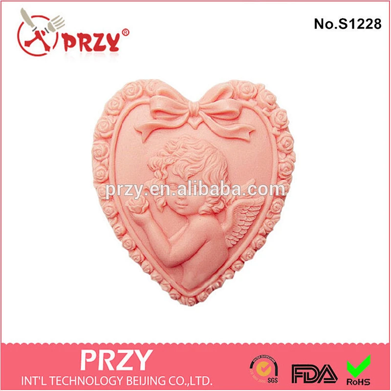 handmade heart shaped soap molds / handmade silicone angel soap molds