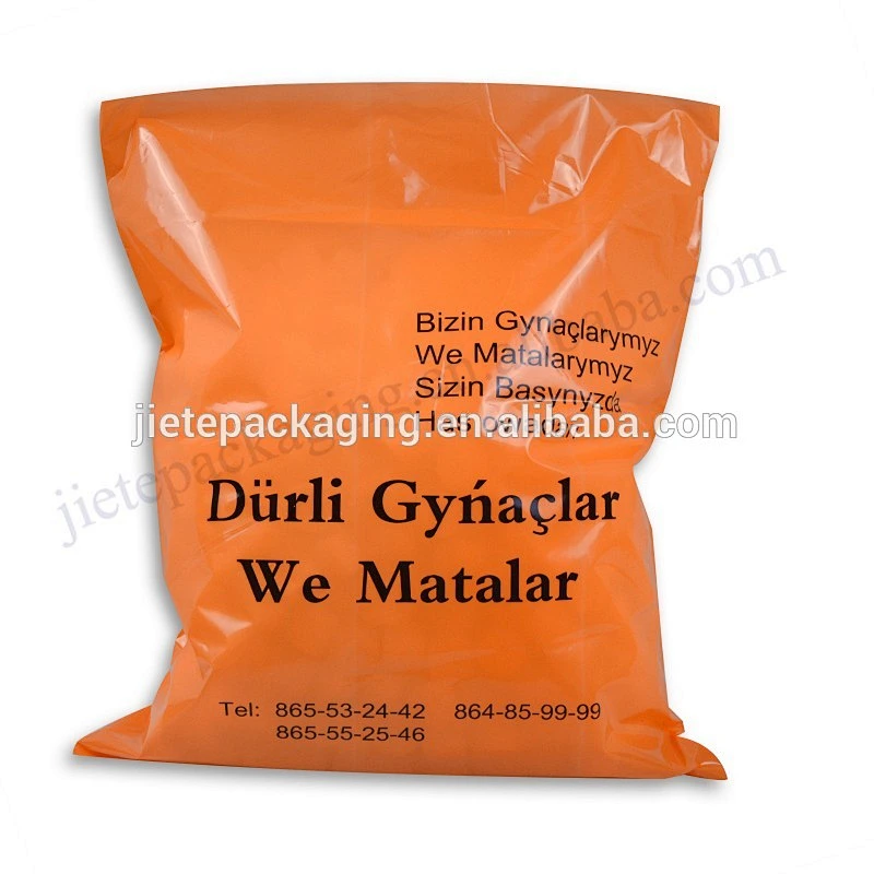 Orange PE plastic garment shopping bag for promotion