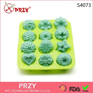S4073 PRZY Handmade soap molds mold 12 even flower flowers single SOAP 25G