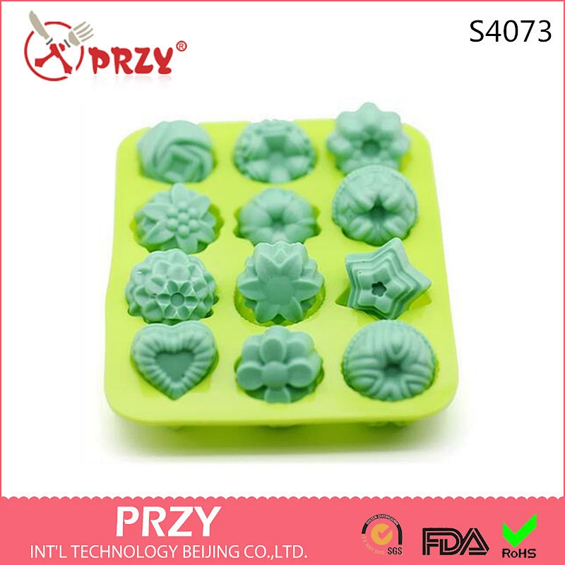 S4073 PRZY Handmade soap molds mold 12 even flower flowers single SOAP 25G