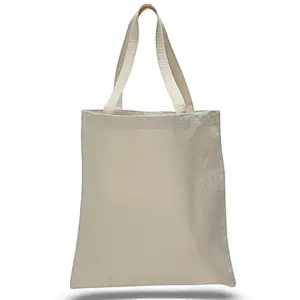 2019 Customise Personalized Natural Cotton Canvas Tote Bag With Outside Pockets