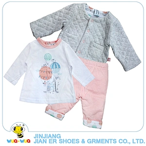 Comfortable cotton soft fabric baby girls winter 3pcs clothing sets