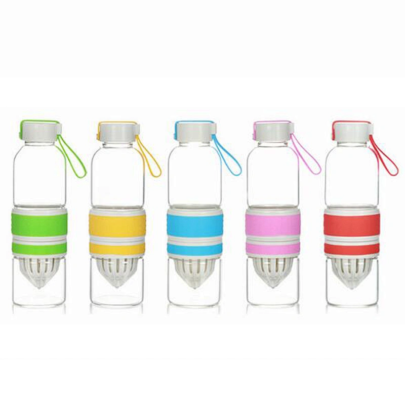 2019 Hot Sale in-stock Double Wall Glass Bottle Customized Logo Glass Tea Bottle High Borosilicate Juice Bottle