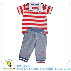 Custom made wholesale children boys casual summer clothing set