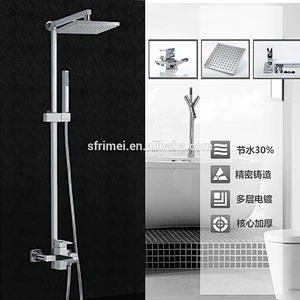 Hot Sale Ajustable Solid Brass Square Stainless Steel Exposed Shower Sets