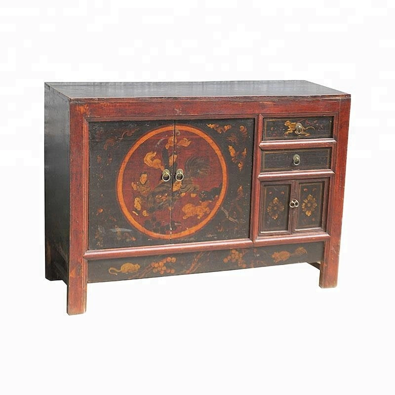 chinese antique lacquered drawer storage buffet cabinet furniture