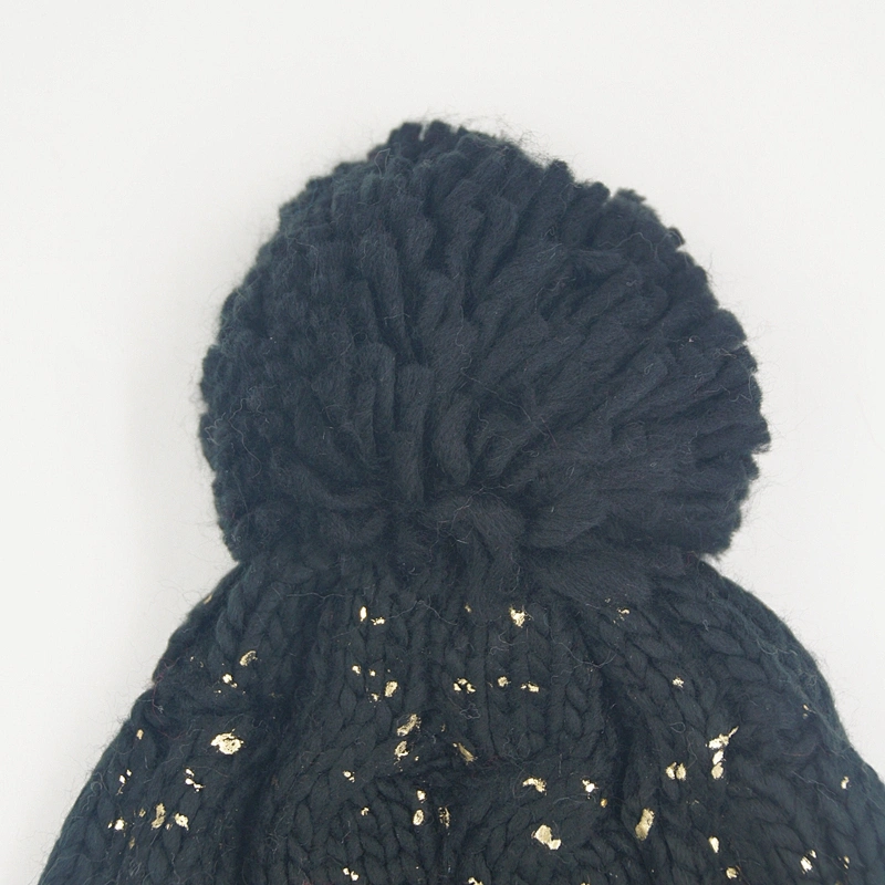 Unisex warm soft stretch cable knit beanie cap hat with blings
