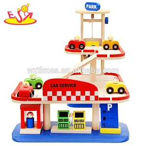 Wholesale hot sale kids wooden parking garage high quality baby wooden parking garage W04B031