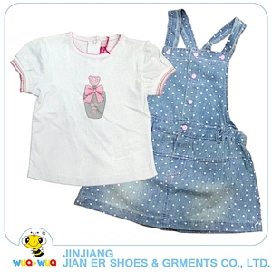 Custom printed knitted clothing set summer denim clothes kids