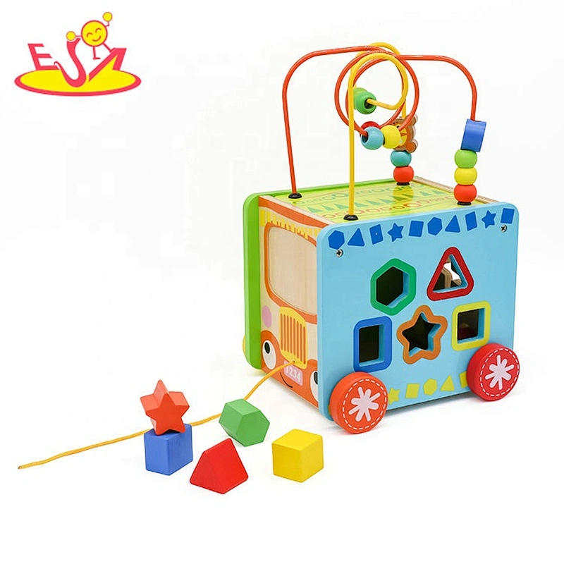 2019 New arrival multi-function educational wooden infant activity cube for sale W12D169