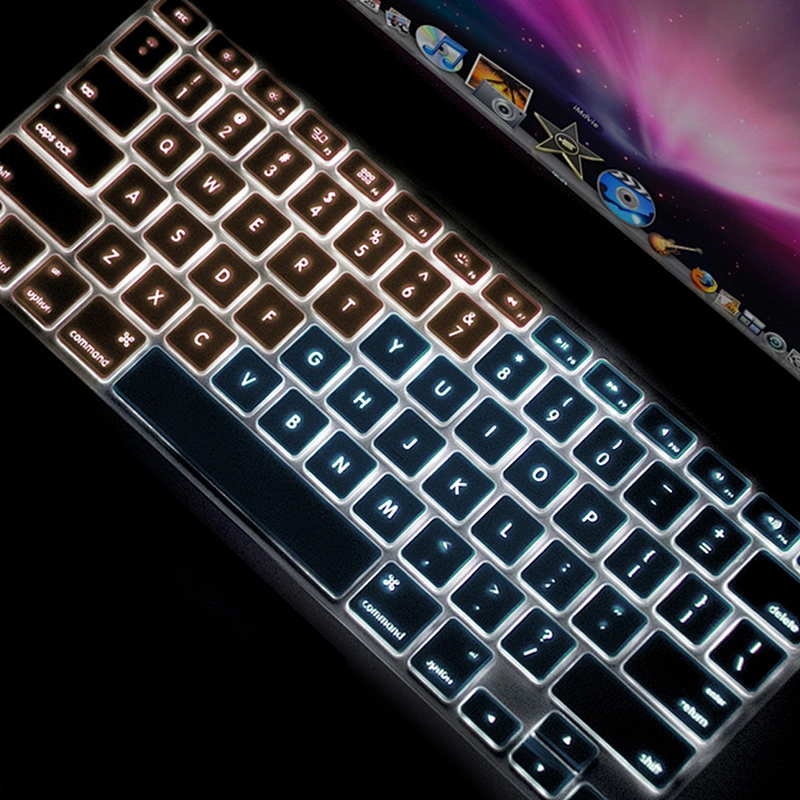custom glow in the dark keyboard cover backlight silicone keyboard skin china factory