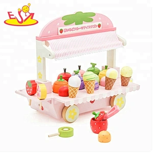 Best sale baby mini wooden ice cream truck toy for pretend play W10B080
