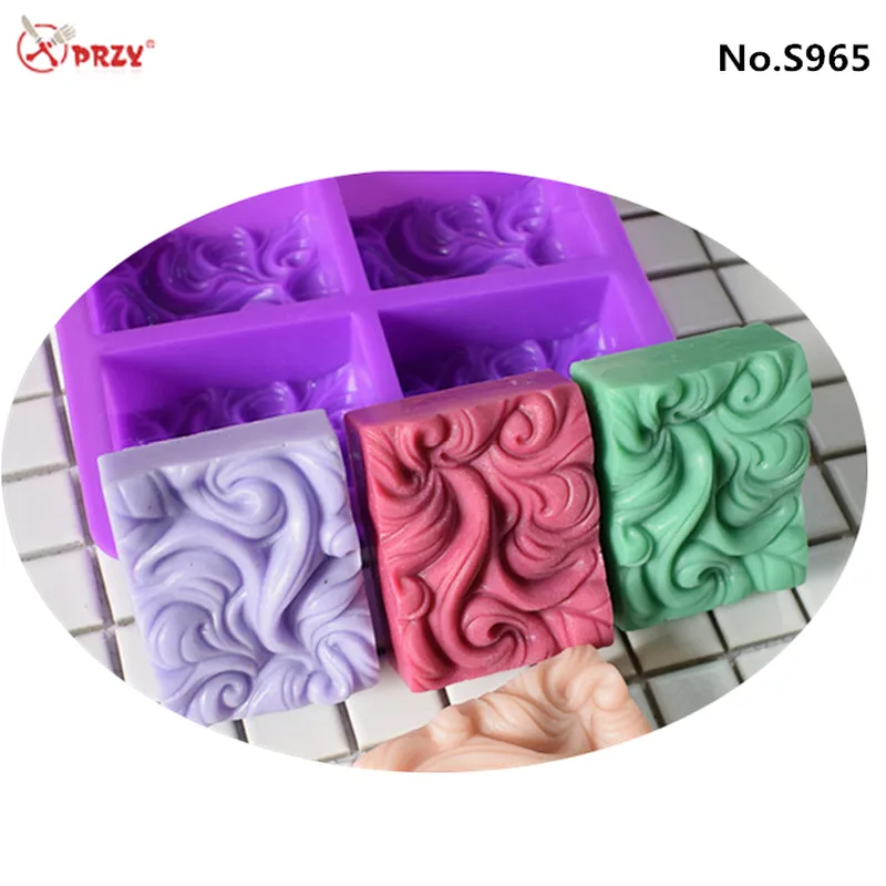 PRZY 4 Cavity handmade soap silicone mold cake mould wave silicone soap molds