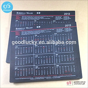 Guangzhou supply customized rubber paper mouse pad logo printed mousepad with calendar
