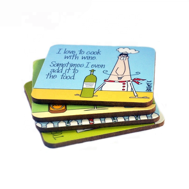4MM thickness square mdf coaster set with custom design