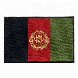 Supply 7.62 cm wide Afghanistan flag patch embroidered with heat cut border